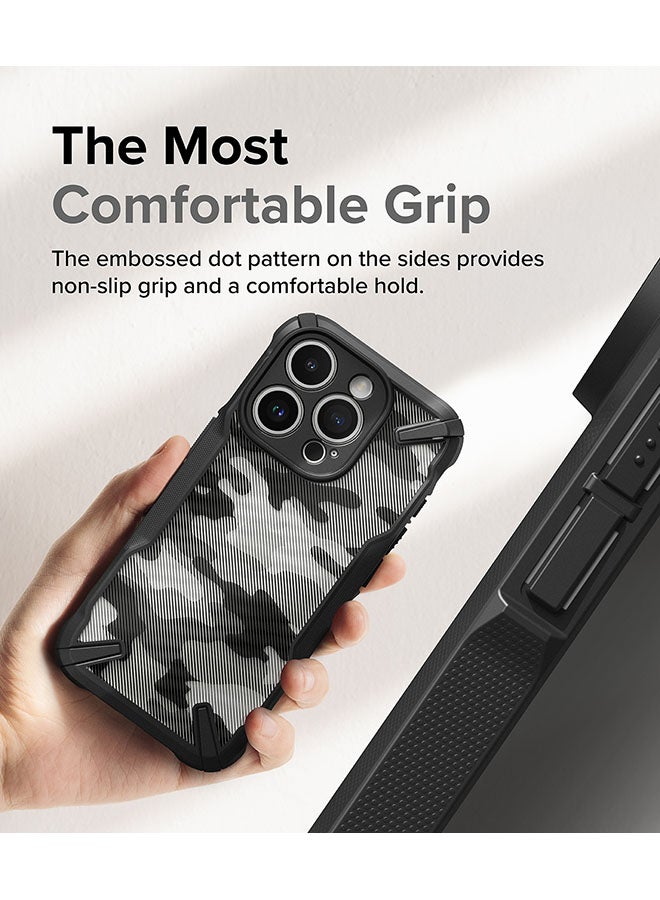 Ringke Fusion-X Compatible With iPhone 15 Pro Case Cover Transparent Hard Back Soft Flexible Tpu Bumper Scratch Resistant Shockproof Protection Back Cover Camo Black - Image 4