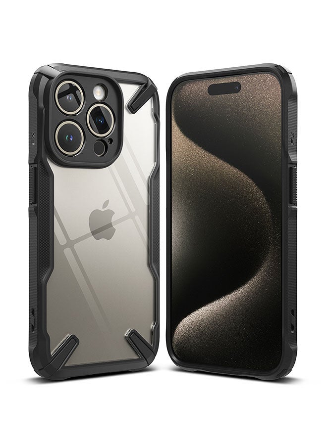 Ringke Fusion-X Compatible With iPhone 15 Pro Case Cover Transparent Hard Back Soft Flexible Tpu Bumper Scratch Resistant Shockproof Protection Back Cover Black - Image 1