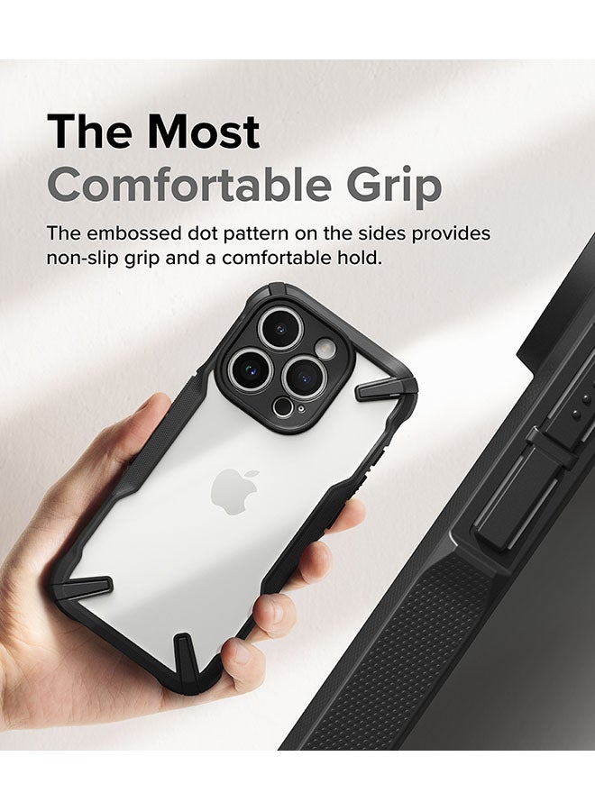 Ringke Fusion-X Compatible With iPhone 15 Pro Case Cover Transparent Hard Back Soft Flexible Tpu Bumper Scratch Resistant Shockproof Protection Back Cover Black - Image 4