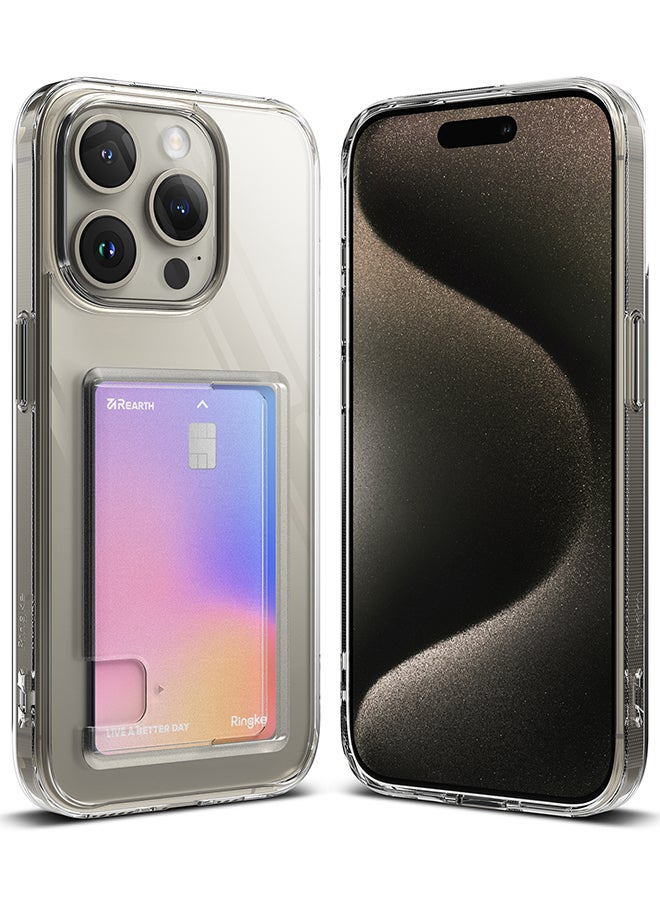 Ringke Fusion Card Compatible With iPhone 15 Pro Max Case Back Cover Transparent Hard Back Soft Flexible Tpu Bumper With Built-In Slim Card Holder Wallet Scratch Resistant Natural Form Clear  - Image 1