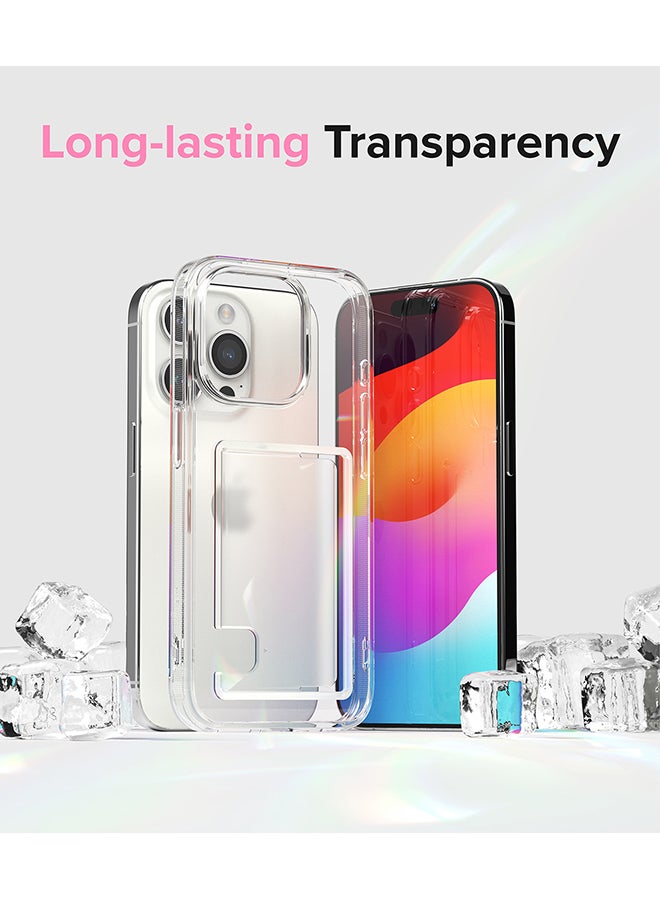 Ringke Fusion Card Compatible With iPhone 15 Pro Max Case Back Cover Transparent Hard Back Soft Flexible Tpu Bumper With Built-In Slim Card Holder Wallet Scratch Resistant Natural Form Clear  - Image 5