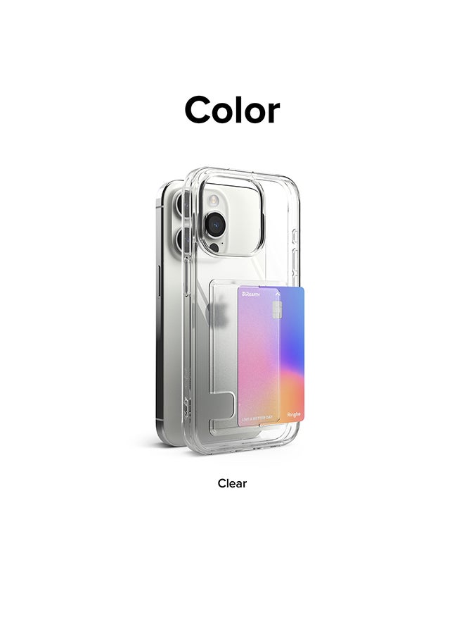 Ringke Fusion Card Compatible With iPhone 15 Pro Max Case Back Cover Transparent Hard Back Soft Flexible Tpu Bumper With Built-In Slim Card Holder Wallet Scratch Resistant Natural Form Clear  - Image 3