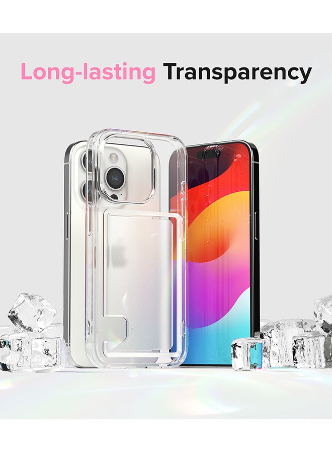 Ringke - Fusion Card Compatible With iPhone 15 Pro Case Back Cover Transparent Hard Back Soft Flexible Tpu Bumper With Built-In Slim Card Holder Wallet Scratch Resistant Natural Form Clear - Image 1