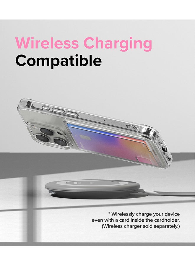 Ringke - Fusion Card Compatible With iPhone 15 Pro Case Back Cover Transparent Hard Back Soft Flexible Tpu Bumper With Built-In Slim Card Holder Wallet Scratch Resistant Natural Form Clear - Image 1