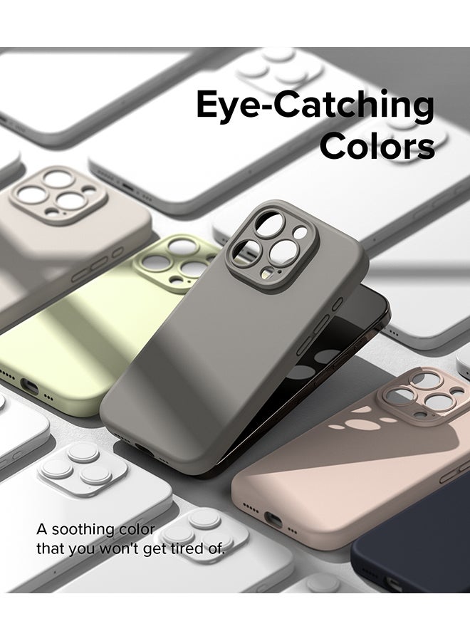 Ringke - Silicone Magnetic Compatible With iPhone 15 Pro Max Case Cover Powerful Magnet Long Lasting Silky Feel Anti-Fingerprint Back Cover Gray - Image 1