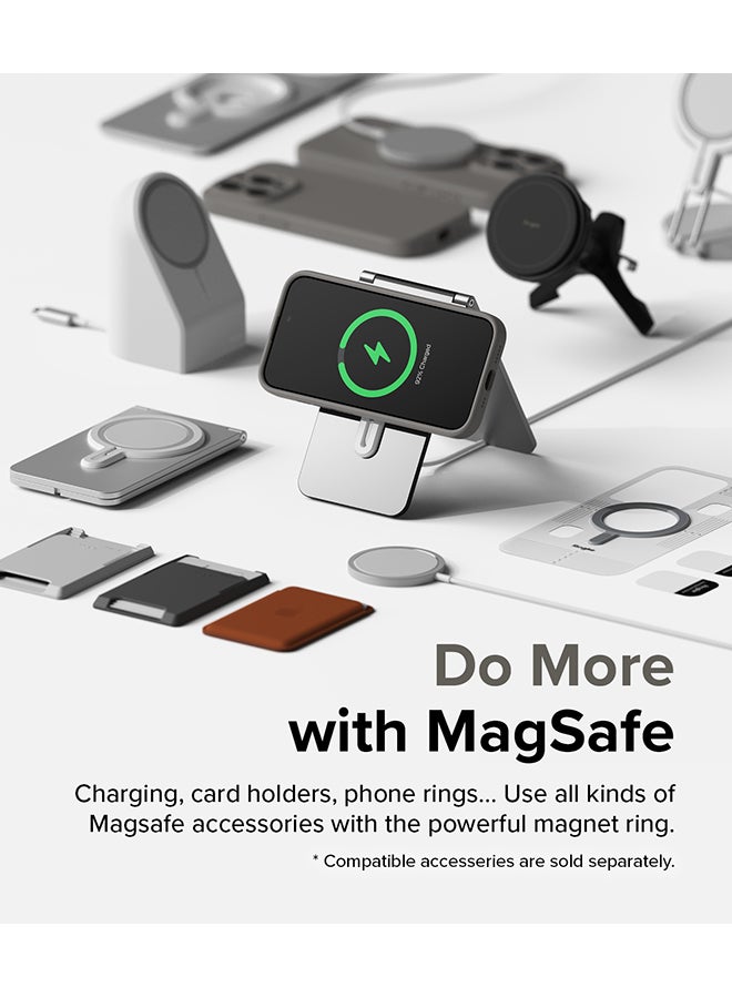 Ringke - Silicone Magnetic Compatible With iPhone 15 Pro Max Case Cover Powerful Magnet Long Lasting Silky Feel Anti-Fingerprint Back Cover Gray - Image 1