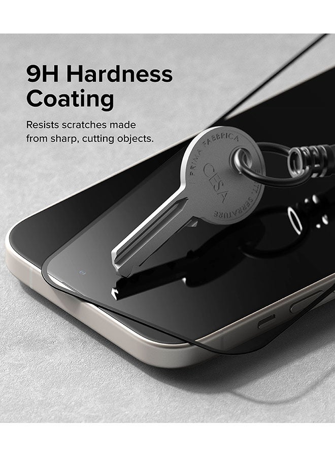 Ringke Cover Display Glass Compatible With iPhone 15 Pro 2023 Screen Protector Tempered Glass 9H Hardness Full Coverage Bubble-Free Anti Scratch Protective Film With Installation Jig Clear - Image 5