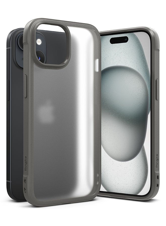 Ringke Fusion Bold Compatible With iPhone 15 Case Cover Firm Grip Frame Anti-Yellowing Anti-Fingerprint Frosted Hard Back Shockproof Bumper Back Cover Matte Gray - Image 1
