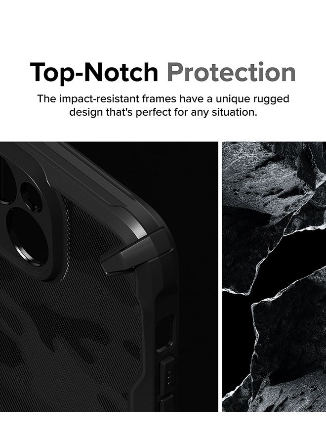 Ringke Fusion-X Compatible With iPhone 15 Plus Case Cover Transparent Hard Back Soft Flexible Tpu Bumper Scratch Resistant Shockproof Protection Back Cover Camo Black - Image 3