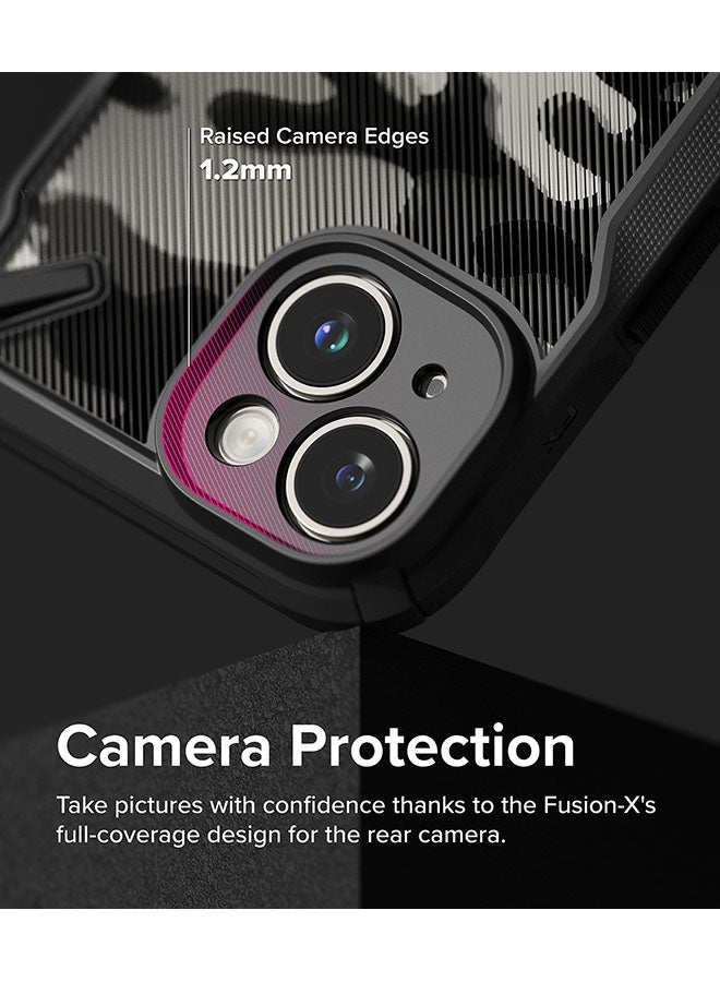 Ringke Fusion-X Compatible With iPhone 15 Plus Case Cover Transparent Hard Back Soft Flexible Tpu Bumper Scratch Resistant Shockproof Protection Back Cover Camo Black - Image 4