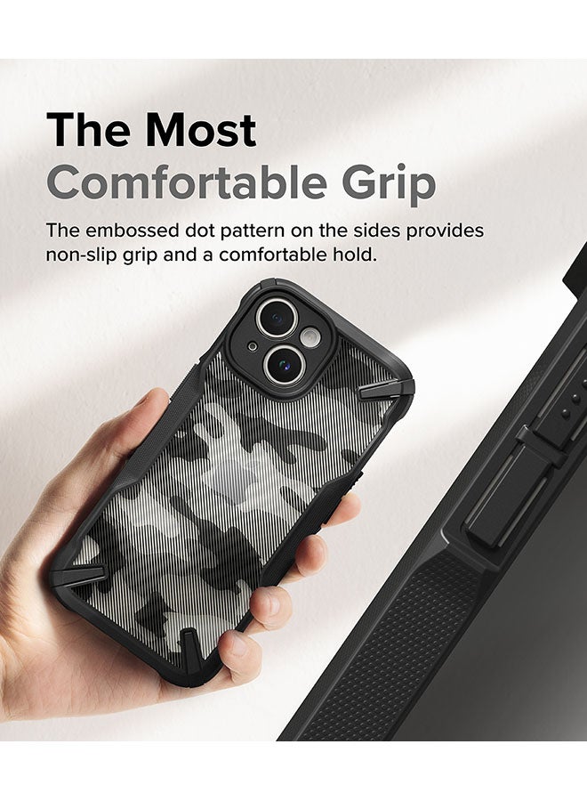 Ringke Fusion-X Compatible With iPhone 15 Plus Case Cover Transparent Hard Back Soft Flexible Tpu Bumper Scratch Resistant Shockproof Protection Back Cover Camo Black - Image 5