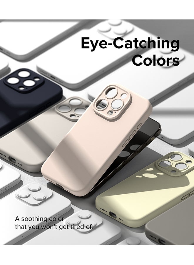 Ringke - Silicone Magnetic Compatible With iPhone 15 Pro Max Case Cover Powerful Magnet Long Lasting Silky Feel Anti-Fingerprint Back Cover Pink Sand - Image 1