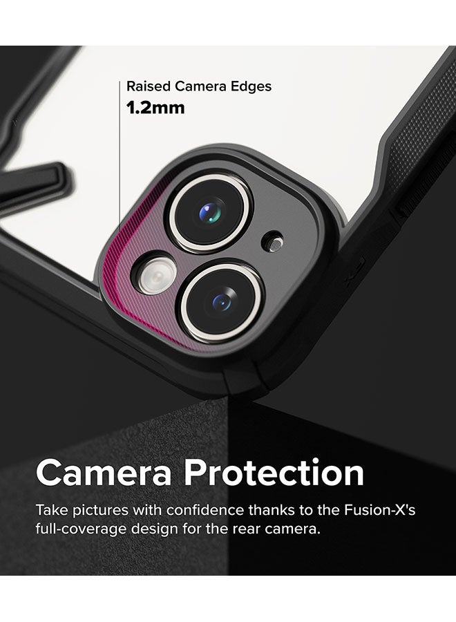 Ringke Fusion-X Compatible With iPhone 15 Plus Case Cover Transparent Hard Back Soft Flexible Tpu Bumper Scratch Resistant Shockproof Protection Back Cover Black - Image 4