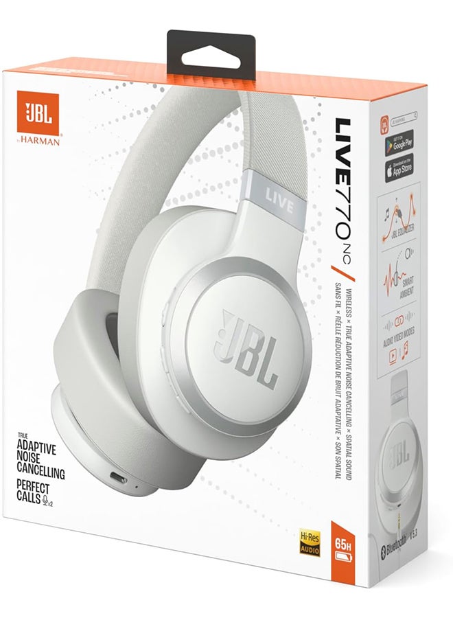JBL - Live 770NC Wireless Over-Ear Headphones With True Adaptive Noise Cancelling White - Image 1