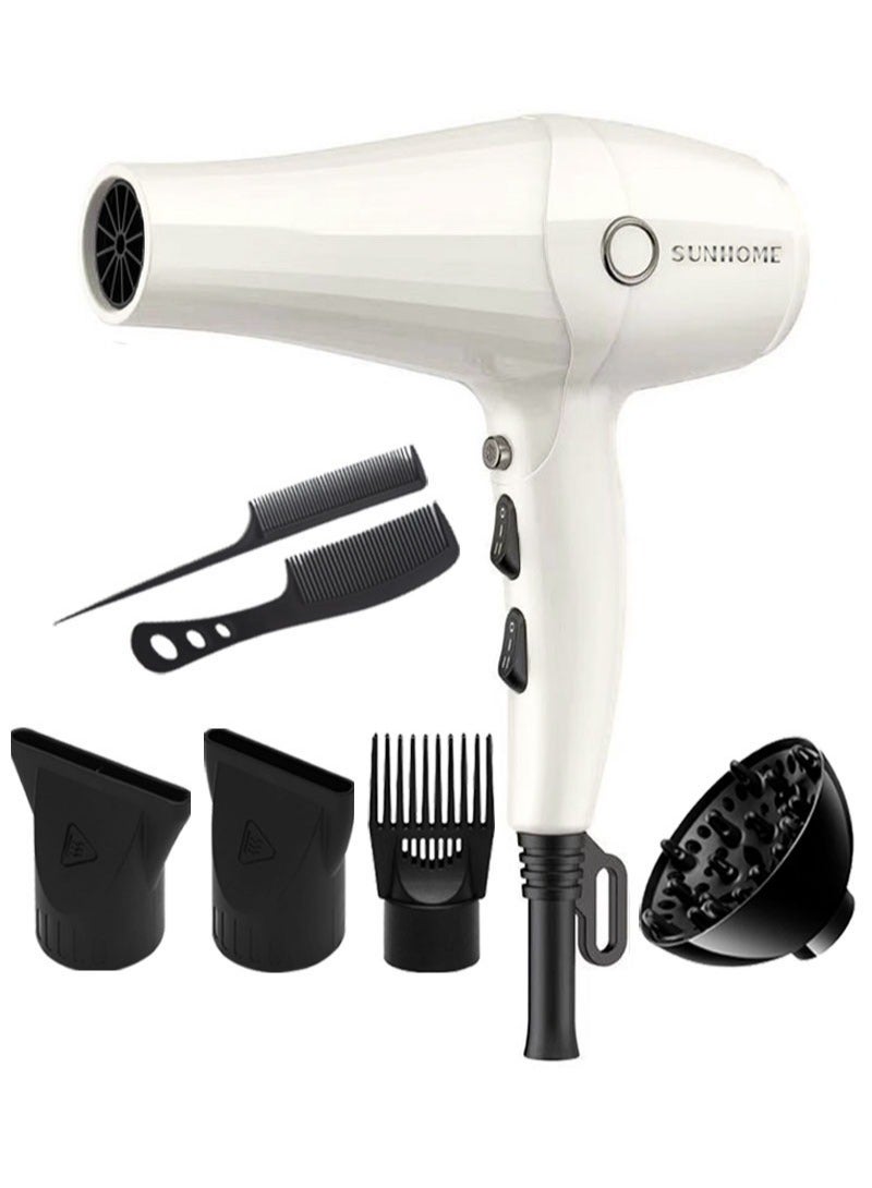 Sunhome 7-Piece Professional Hair Dryer Set, 2500W White 