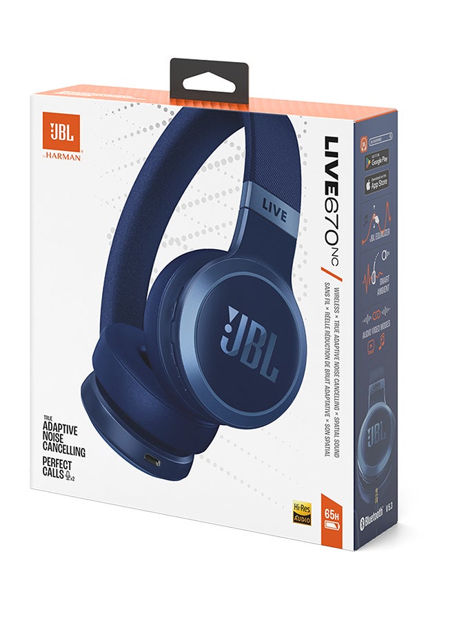 JBL - Live 670NC Wireless On-Ear Headphones With True Adaptive Noise Cancelling Blue - Image 1