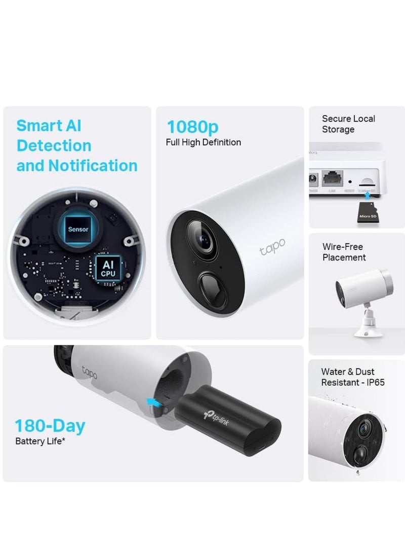 Tapo C400S2 Smart Wire-Free Security Camera System 2-Pieces Set, 1080P Full HD, Smart AI Detection And Notification, Sound Alarm, Two-Way Audio, Water And Dust Resistant - pnsku/N70003097V/45/_/1695362476/99be1492-de83-4d08-8f43-8ba3579bf59b