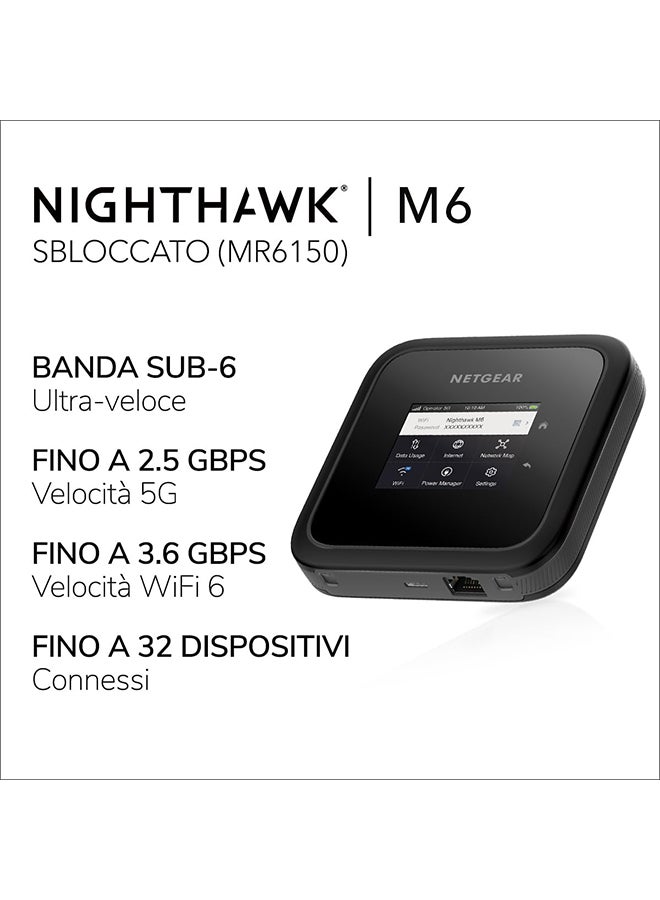 NETGEAR - Nighthawk M6 Pro (MR6150) 3.6 Gbps, 5G WiFi 6 Router with SIM Card, 5G Box Connects up to 32 Devices, 5G Modem, 5G WiFi Key, 5G Hotspot 5G Compatible with all operators and sims Black - Image 1