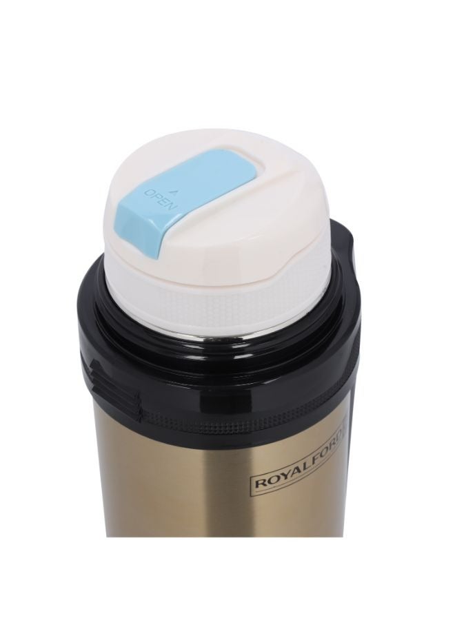Travel Vacuum Bottle, Stainless Steel Vacuum Bottle, RF10494 | Double Wall Insulation | Keeps Drink Hot/ Cold for Hours | 1.5L Stainless Steel Thermos with Handle Gold/Black