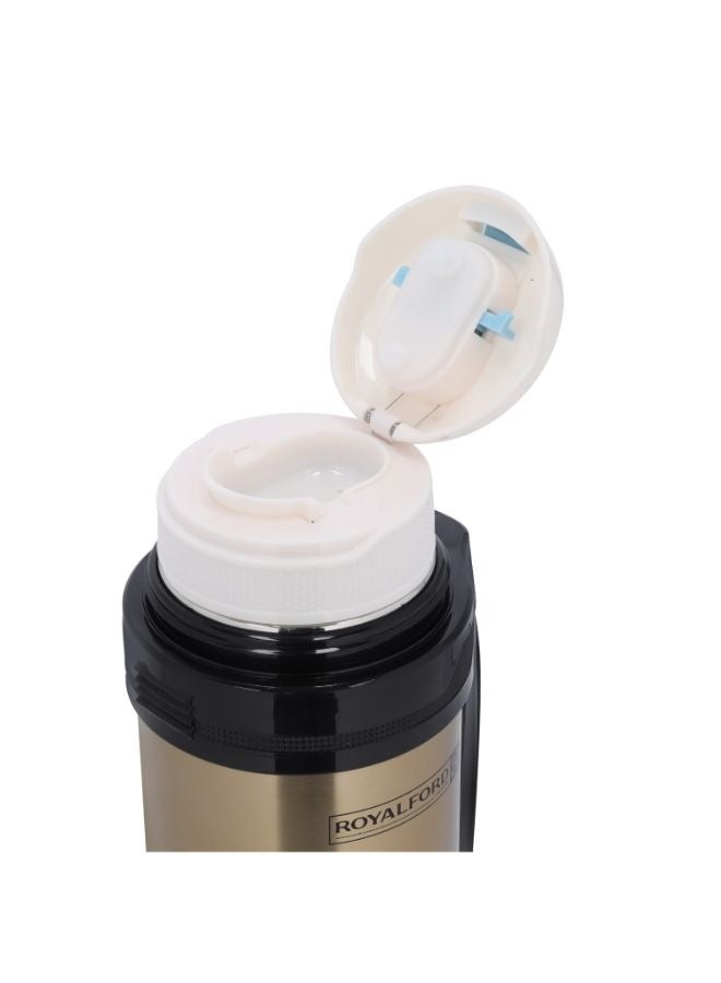 Travel Vacuum Bottle, Stainless Steel Vacuum Bottle, RF10494 | Double Wall Insulation | Keeps Drink Hot/ Cold for Hours | 1.5L Stainless Steel Thermos with Handle Gold/Black
