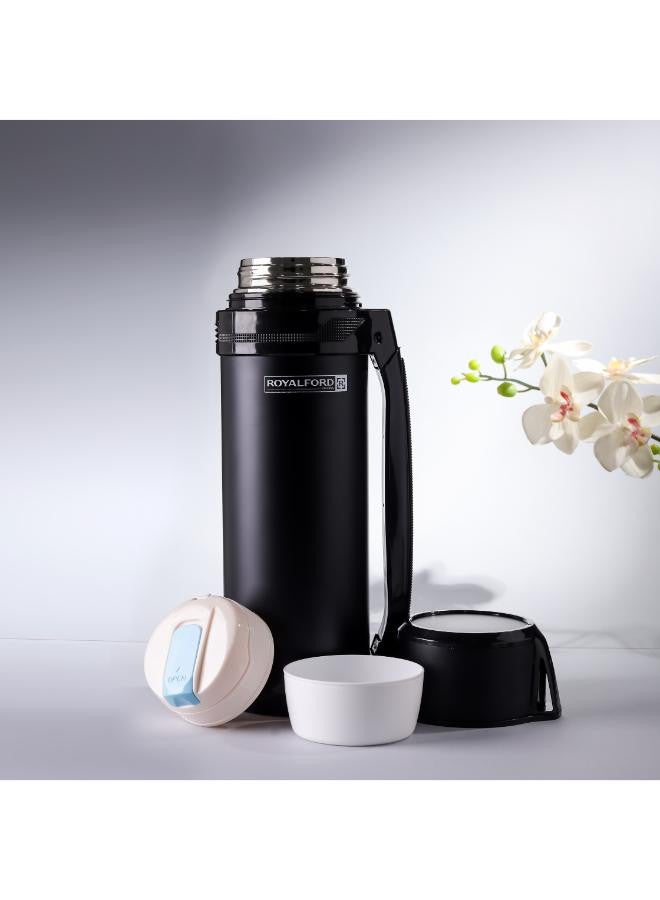 Royalford - Stainless Steel Travel Vacuum Bottle Thermos With Handle Black - Image 1