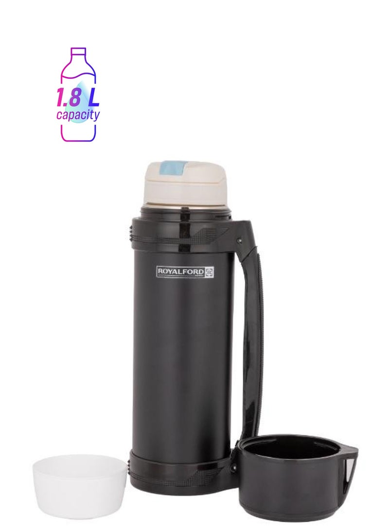 Royalford Stainless Steel Travel Vacuum Bottle Thermos With Handle Black - Image 1