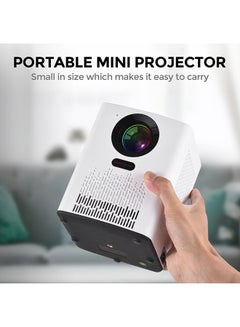 Wownect S8 Mini WiFi Projector 5000 Lumens Portable Outdoor Movie Projector with 100" Screen Supported WiFi Bluetooth Mirroring for Phone Home Theater Video Projector PROJ-WO-81-W White  - Image 2