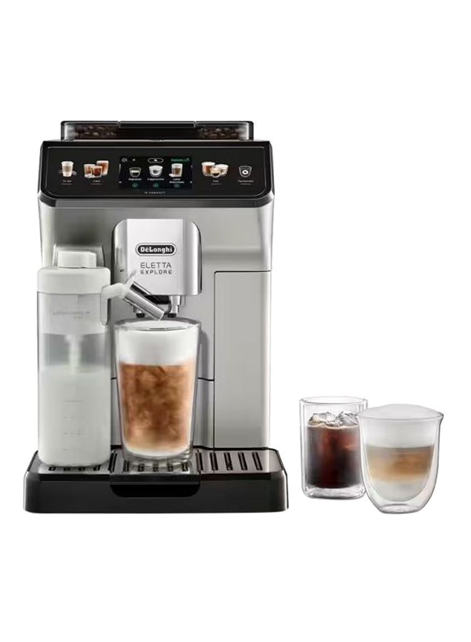 De'Longhi - COLD BREW Coffee Machine ELETTA EXPLORE Fully Automatic Bean to Cup COLD BREW Coffee Machine,50+Functions & Coffee Recipes like Espresso, Americano, Cappuccino, Latte, Macchiato 1.8 L 1450 W ECAM450.65.S Silver - Image 1