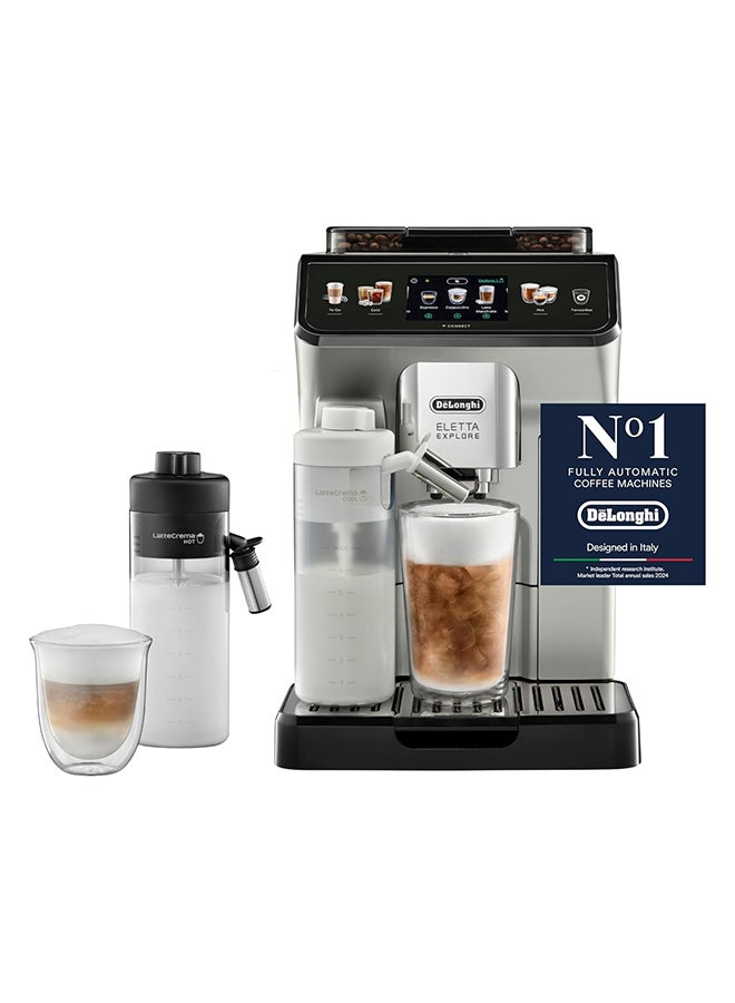 Eletta Explore, Fully Automatic Coffee machine, 50+ Functions, Latte Crema Hot and Cool, 1450W, 1.8L, 19 Bar, App Connectivity 1.8 L 1450 W ECAM450.65.S Silver