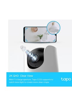 TP-LINK Tapo C225 Pan/Tilt Smart Security Camera, Indoor CCTV, Smart AI Detection And Notification, Starlight Sensor, 2K QHD, Night Vision Works With Alexa And Google Home, 512GB SD Storage  - Image 2