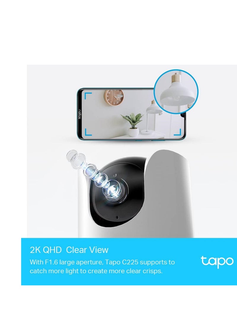 TP-LINK - Tapo C225 Pan/Tilt Smart Security Camera, Indoor CCTV, Smart AI Detection And Notification, Starlight Sensor, 2K QHD, Night Vision Works With Alexa And Google Home, 512GB SD Storage - Image 1