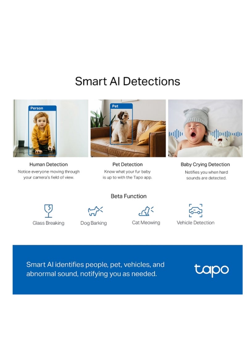 Tapo C220 4MP/2K Pan/Tilt AI CCTV WIFI, Wireless IP Camera With Smart AI Detection, Notifications, Pet, Person, Vechicle And Baby Crying Detection - pnsku/N70003170V/45/_/1695366091/9ab3d075-27e9-429f-aa2a-d4ef622ff53d