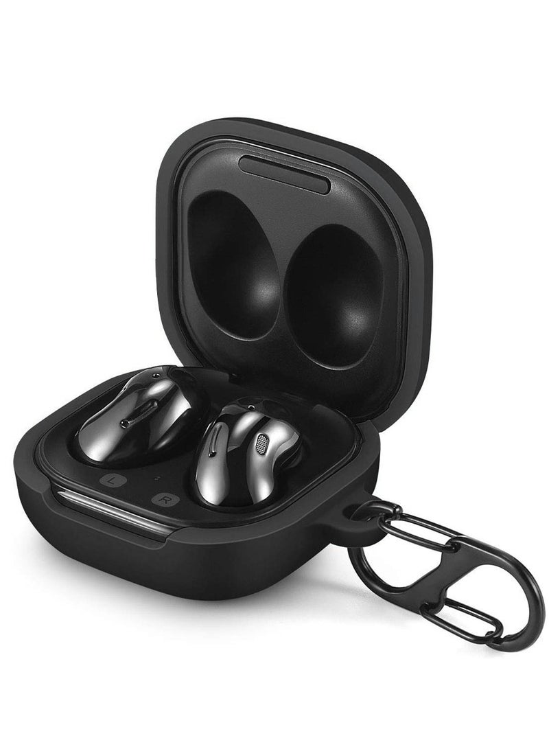 MARGOUN Samsung Galaxy Buds Live Case Full Body Protective Scratch Resistant Anti Lost Cover With Carabiner Black  - Image 2