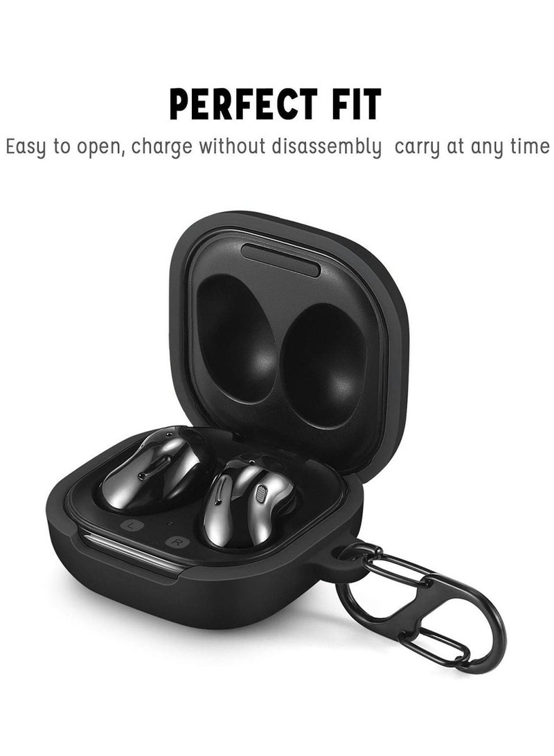 MARGOUN Samsung Galaxy Buds Live Case Full Body Protective Scratch Resistant Anti Lost Cover With Carabiner Black  - Image 3