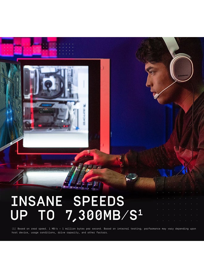 دبليو دي قرص صلب داخلي للألعاب WD_BLACK SN850X NVMe مع مبرد - يعمل مع بلاي ستيشن 5، Gen4 PCIe، M.2 2280، بسرعة تصل إلى 7,300 ميجابايت/ثانية - WDS100T2XHE - Image 2