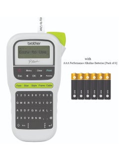 brother Touch Labelling Machine PTH110 With AAA Alkaline Battery 6 Pack 28.0cm White  - Image 1