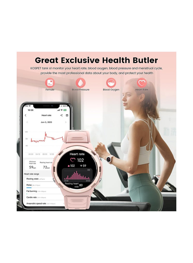 KOSPET - Smart Watch 1.3-Inch Always-On AMOLED Display With HiFI Bluetooth Calling Function With 5 ATM And IP69K Pink - Image 1
