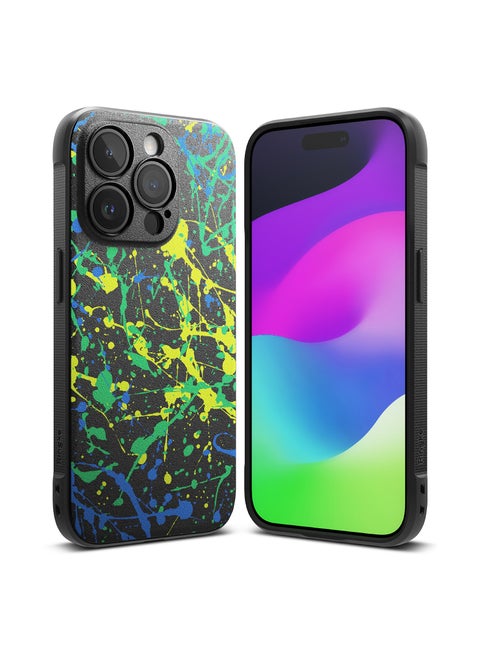 Onyx Design Compatible With Apple iPhone 15 Pro Case Cover Rugged Flexible Durable Anti-Slip TPU Protection Shockproof Apple iPhone 15 Pro Back Cover Action Painting