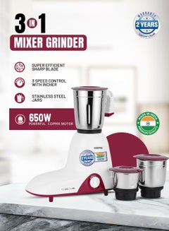 GEEPAS 3 In 1 Mixer Grinder With 3 Speed setting with Incher | Heavy duty Motor | Silent and smooth Blender | Shock Proof and Over Heat Protetction 1.2 L 650 W GSB44094 Pista Green  - Image 1