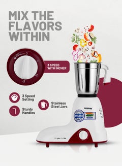 GEEPAS 3 In 1 Mixer Grinder With 3 Speed setting with Incher | Heavy duty Motor | Silent and smooth Blender | Shock Proof and Over Heat Protetction 1.2 L 650 W GSB44094 Pista Green  - Image 4