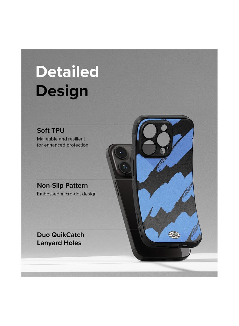 Ringke - Onyx Design Compatible With Apple iPhone 15 Pro Case Cover Rugged Flexible Durable Anti-Slip TPU Protection Shockproof Apple iPhone 15 Pro Back Cover Blue Brush - Image 1