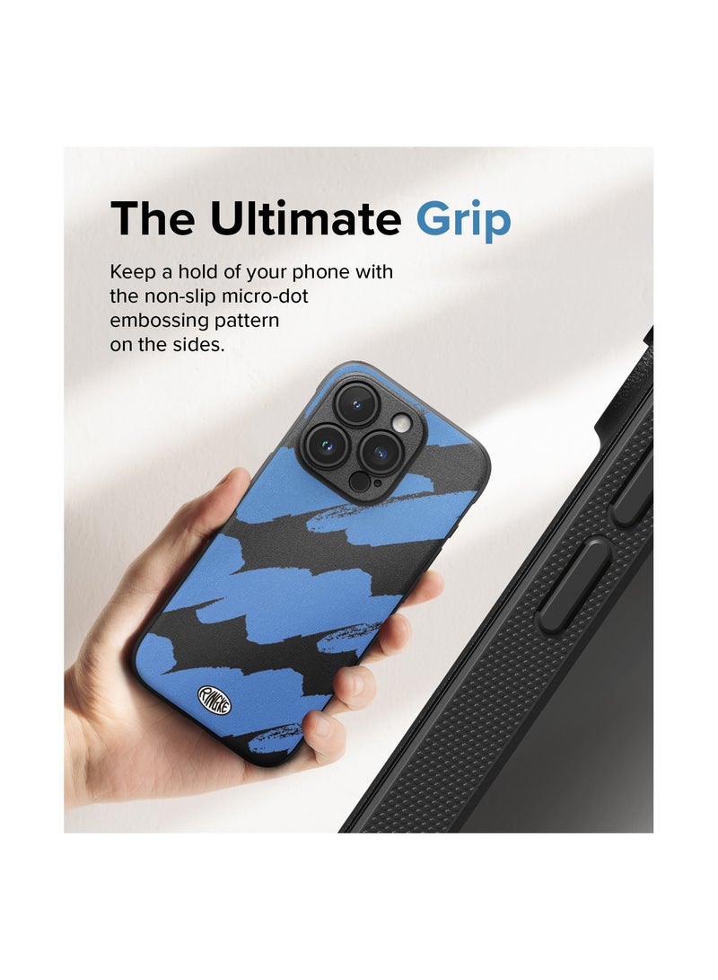 Ringke - Onyx Design Compatible With Apple iPhone 15 Pro Case Cover Rugged Flexible Durable Anti-Slip TPU Protection Shockproof Apple iPhone 15 Pro Back Cover Blue Brush - Image 1