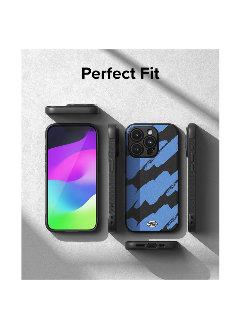 Ringke - Onyx Design Compatible With Apple iPhone 15 Pro Case Cover Rugged Flexible Durable Anti-Slip TPU Protection Shockproof Apple iPhone 15 Pro Back Cover Blue Brush - Image 1