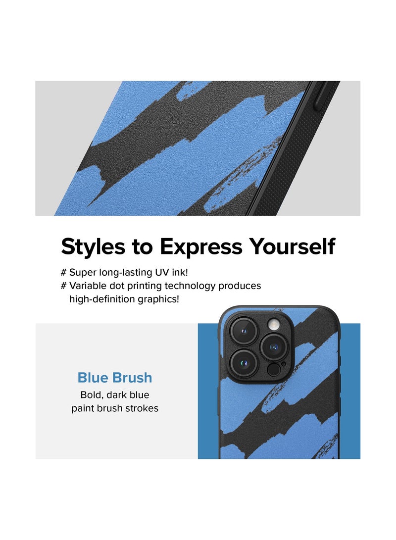 Ringke - Onyx Design Compatible With Apple iPhone 15 Pro Case Cover Rugged Flexible Durable Anti-Slip TPU Protection Shockproof Apple iPhone 15 Pro Back Cover Blue Brush - Image 1