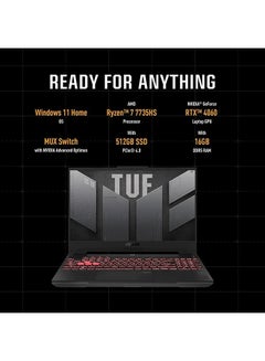 ASUS TUF Gaming F15 15.6-Inch Display, Core i7-12700H Processor/16GB RAM/1TB SSD/GeForce RTX 4060 8GBGraphic Card/Windows 11 English/Arabic Off Black  - Image 3