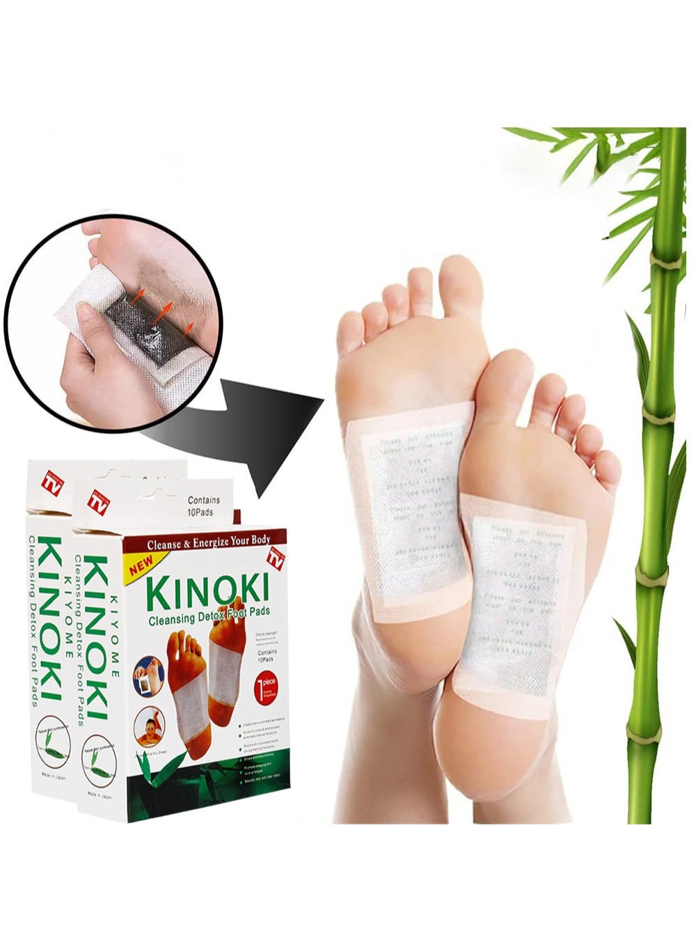 Box Foot Patch Kinoki 10 Box Foot Patch, Foot Pads, Natural Cleansing Foot Pads, 100% ...