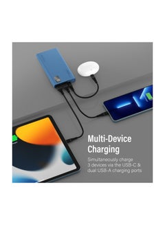PROMATE 10000 mAh Universal Ultra-Slim iPhone 16 Power Bank, Portable Charger, 10W USB-C Input/Output Port, Dual USB, LED, Over-Heating Protection For iPhone 13/14, Galaxy, iPad, Bolt-10 Pro - Blue  - Image 5