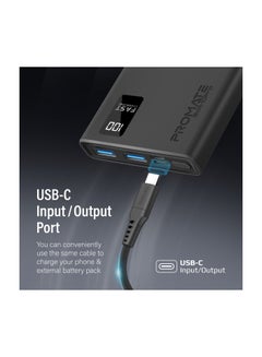 PROMATE 10000 mAh Universal Ultra-Slim iPhone 16 Power Bank, Portable Charger, 10W USB-C Input/Output Port, Dual USB, LED, Over-Heating Protection For iPhone 13/14, Galaxy, iPad, Bolt-10 Pro - Black  - Image 4