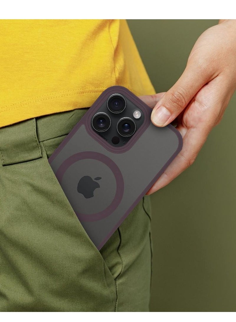 مارجون غطاء حماية كامل للكاميرا الخلفية لجهاز iPhone 15 Pro Max وزوايا معززة مقاومة للخدش يدعم الشحن المغناطيسي جسم شفاف - Image 3