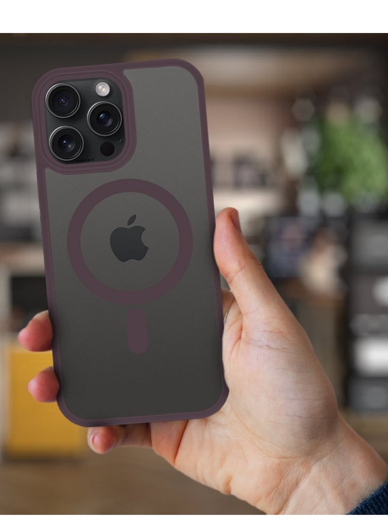 مارجون غطاء حماية كامل للكاميرا الخلفية لجهاز iPhone 15 Pro Max وزوايا معززة مقاومة للخدش يدعم الشحن المغناطيسي جسم شفاف - Image 2